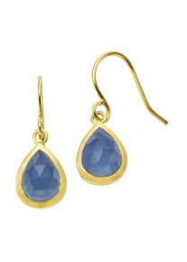 JAMELLI Ohrringe Silber 925 vergoldet 27mm lang mit hellblauem Chalcedon