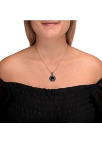 ZEEme Gemstones Halskette Silber 925 oxydiert 45cm lang mit schwarzem Achat 10mm