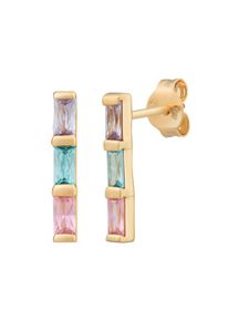 CAI Ohrstecker 925 Sterling Silber gelb vergoldet Baguette Zirkonia Pastell