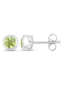 Vira Jewels Ohrstecker 925-Sterling Silber rhodiniert gl&auml;nzend Peridot gr&uuml;n rund