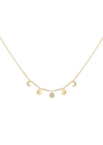 CAI Halskette 925 Silber vergoldet Anh&auml;nger Mondphasen Zirkonia