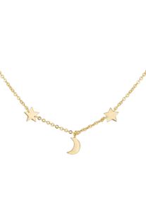 CAI Collier 925 Sterling Silber vergoldet Mond Sterne