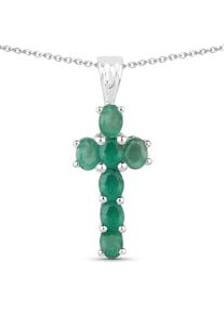 Vira Jewels Anh&auml;nger mit Kette 925-Sterling Silber rhodiniert Gl&auml;nzend Smaragd gr&uuml;n