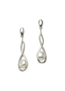 ZEEme Pearls Ohrringe Silber 925 rhodiniert mit wei&szlig;en Perlen 7mm und Zirkonia-Steinen