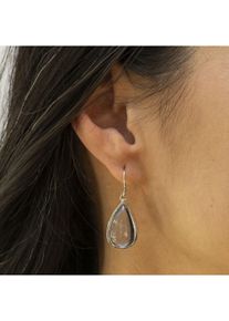 JAMELLI Ohrringe Silber 925 rhodiniert 34mm lang mit blauen Quarzen (beh.)