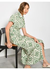Apricot Midikleid mit geometrischem Print