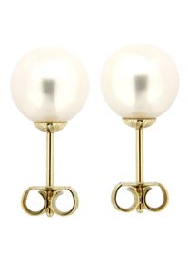OROLINO Ohrringe Gold 585 mit zwei wei&szlig;en Perlen 9-9,5mm rund