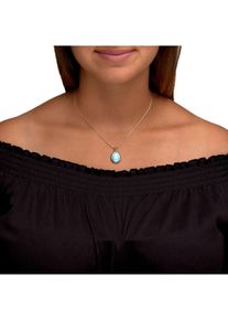ZEEme Gemstones Halskette Silber 925 rhodiniert 42+5cm mit echtem Larimar