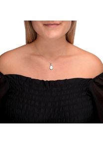ZEEme Gemstones Halskette Silber 925 rhodiniert 42+5cm Perlmutt wei&szlig; Topas blau