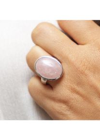 ZEEme Gemstones Ring Silber 925 rhodiniert mit echtem Rosaquarz 20x15mm