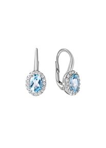 ZEEme Gemstones Ohrh&auml;nger 375/- Wei&szlig;gold Zirkonia und Blautopas