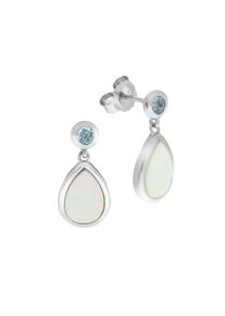 ZEEme Gemstones Ohrh&auml;nger 925/- Sterling Silber Blautopas Perlmutt