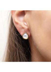 ZEEme Gemstones Ohrringe Silber 925 vergoldet mit wei&szlig;em Perlmutt