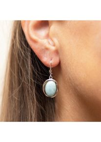 ZEEme Gemstones Ohrringe Silber 925 rhodiniert mit echtem Larimar 14x10mm