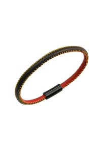 ZEEme Stainless Steel Armband echt Leder mit Deutschland-Farben 21cm