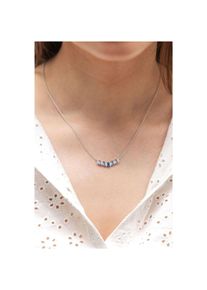 ZEEme Silber Halskette Silber 925 rhodiniert mit Zirkonia blau und wei&szlig;