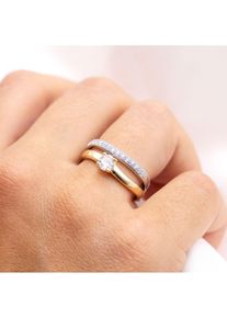 ZEEme Silber Ring Silber 925 zweifarbig Ring Set mit Zirkonia wei&szlig;