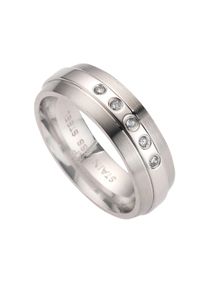 ZEEme Stainless Steel Ring Edelstahl glanz/matt mit wei&szlig;em Zirkonia