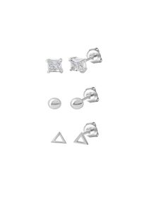 Celesta Silber Ohrstecker Set 925 Sterling Silber rhodiniert Zirkonia