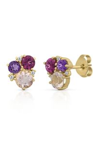 OROLINO Ohrringe Gold 585 mit Amethyst Rosaquartz und Brillant