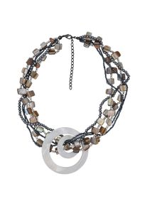 Steuer Modeschmuck Kette Metall Muschelcollier naturt&ouml;ne, mehrreihig mit Mittelteil