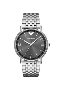 Stilvolle Herrenuhr der Marke Emporio Armani in der Farbe Silber. Das Zifferblatt ist grau gef&auml;rbt. Das Geh&auml;use hat einen Durchmesser von 41 mm und das Armband verf&uuml;gt &uuml;ber eine Faltschlie&szlig;e. Marke: Emporio ArmaniModellname: AR11068 (41mm)Kategorie: HerrenarmbanduhrMaterialien: EdelstahlFarbe: silber, grauZeitmesser: Quarz