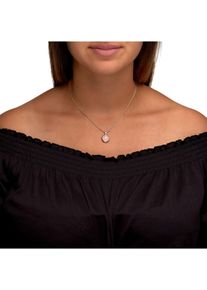 ZEEme Gemstones Halskette 925 Sterling Silber ros&eacute;-vergoldet mit echtem Rosenquarz 12mm