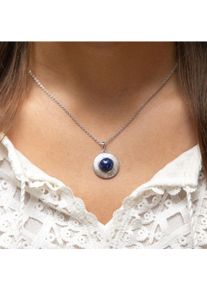 ZEEme Gemstones Halskette Silber 925 rhodiniert 42+3cm glanz/matt mit echtem Lapis 10mm