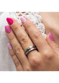 ZEEme Stainless Steel Ring Edelstahl mehrfarbig mit wei&szlig;en Kristallen