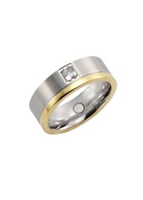 ZEEme Stainless Steel Ring Edelstahl zweifarbig glanz/mattiert mit wei&szlig;em Zirkonia