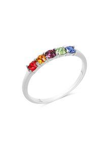 ZEEme Silber Ring Silber 925 rhodiniert mit bunten Kristallen