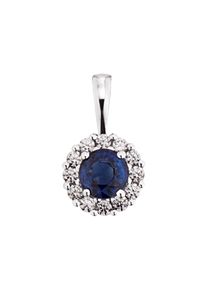 OROLINO Anh&auml;nger Gold 585 mit 12x Brillant zus. 0,12ct. und Safir blau