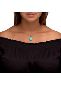 ZEEme Gemstones Halskette Silber 925 vergoldet 42+5cm lang mit rek. T&uuml;rkis