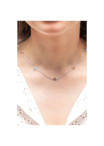 ZEEme Silber Halskette 925 Silber rhodiniert mit Zirkonia bunt