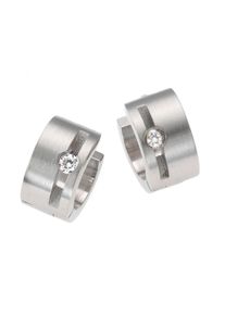 ZEEme Stainless Steel Ohrringe Edelstahl mit wei&szlig;em Zirkonia 13mm Durchmesser
