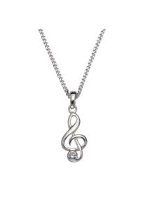 ZEEme Silber Halskette Silber 925 rhodiniert Notenschl&uuml;ssel mit Zirkonia wei&szlig;