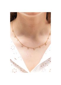 ZEEme Silber Halskette Silber 925 vergoldet mit Zirkonia wei&szlig;