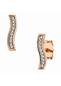 CAI Ohrringe 925 Sterling Silber rotvergoldet Topas wei&szlig;