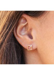 CAI Ohrstecker 925 Sterling Silber ros&eacute; vergoldet Rechteck Zirkonia