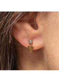 CAI Ohrstecker 925/- Sterling Silber vergoldet Zirkonia Herz