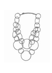 Steuer Modeschmuck Collierkette Collier aus Ringen rhodiumfarben