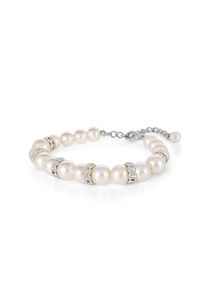 Steuer Modeschmuck Armband Glasperlenarmband wei&szlig; mit Strasszierde
