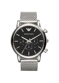 Emporio Armani Elegante Herrenuhr der Marke Armani. Die Uhr hat ein Armband, das auch kleiner gemacht werden kann, das Geh&auml;use hat einen Durchmesser von 46 mm und das Uhrwerk ist Quarz. Marke: ArmaniModellname: AR1808 (46mm)Kategorie: HerrenuhrMaterialien: EdelstahlFarbe: silber, schwarz
