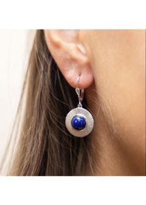ZEEme Gemstones Ohrringe Silber 925 rhodiniert glanz/matt mit echtem Lapis 8mm