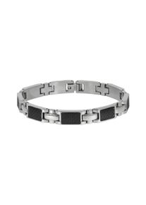 ZEEme Stainless Steel Armband Edelstahl poliert mit Carbon-Einlagen 20,5cm lang