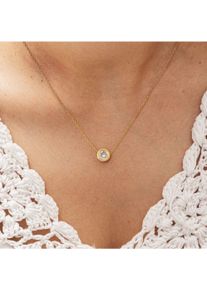 ZEEme Stainless Steel Halskette Edelstahl vergoldet 40+5cm mit wei&szlig;em Zirkonia-Stein 8mm