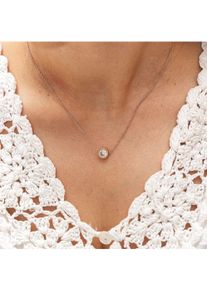 ZEEme Stainless Steel Halskette Edelstahl ros&eacute;-vergoldet 40+5cm mit wei&szlig;em Zirkonia-Stein 8mm