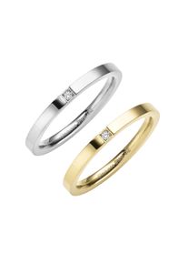 ZEEme Stainless Steel Ring Edelstahl 2tlg. Set mit wei&szlig;em Zirkonia-Stein
