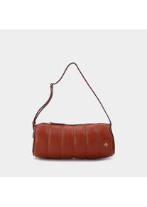 Gepolsterte Zylindertasche aus rotem Leder