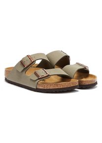 Herren Womens Birkenstock Arizona Birko Flor Nubuck Stein Sandalen - (Grau)
